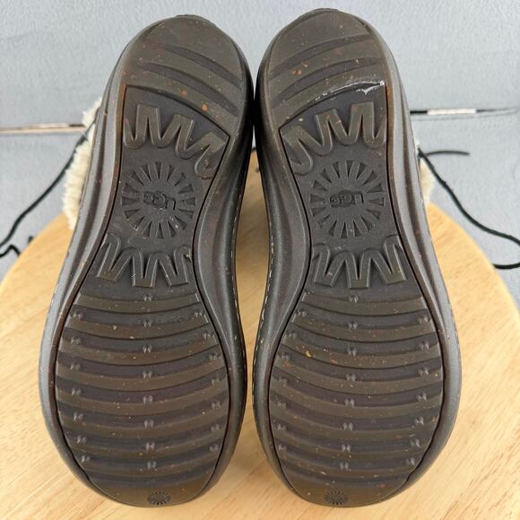 Ugg Caspia Black Leather Winter Boots Shearling Lined Lace Up Women’s Size 8 US - Picture 7 of 8